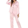 Long Trousers Pjamas for Women Home Wear Suit Multi Colors Satin Cardigan Shirt Tops with Long Pants Pijamas De Mujer - Image 2