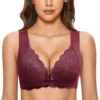 Women No Steel Ring Front Close Bra Lingerie Seamless Unlined Bra For Large Bust Sports Comfortable Bra Lace Plus Size Bra - Image 4