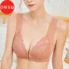 OWEQ Female M-7XL Front Closure Plus Size Bra Lace Push Up Bra Underwear Crop Top Women Seamless Brassiere Lingerie