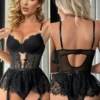 Hot Erotic Lingerie Sets See-Through Lace Underwear Sissy Bra Transparent Bilizna Sexy Costumes Garter Porn Sex Outfit - Image 3