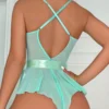Women's Lace Lingerie Bodysuits Sexy Sleeveless Spaghetti Strap Belted Teddy Skirted Bodysuit Sleepwear Exotic Rompers - Image 6