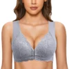 Women No Steel Ring Front Close Bra Lingerie Seamless Unlined Bra For Large Bust Sports Comfortable Bra Lace Plus Size Bra - Image 2