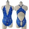 Porno Crotchless Underwear For Women Lace Cutout Transparent Teddy Erotic Costumes Sexy Lingerie Deep V Open Bra Baby Doll Dress - Image 6