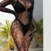 Perspective Sexy Lingerie Long Sleeve Bodystocking with Close Crotch Bodysuit Sexy Lingerie Fishnet Bodysuit Lace Bodysuit - Image 6