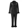 2Pcs Women Pajamas Set Spring Summer Casual Lapel Tops + Feather Pants Suits Sexy Lingerie Nightwear Silk Satin Pyjamas Homewear - Image 6