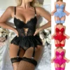 Hot Erotic Lingerie Sets See-Through Lace Underwear Sissy Bra Transparent Bilizna Sexy Costumes Garter Porn Sex Outfit